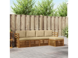 Vidaxl Conjunto De Sofás Para Exterior 5 Unid. Natural E Bege