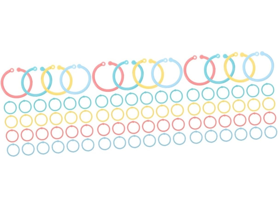 Conjunto de 240 pastas plásticas Argolas para scrapbooking, cartões, material de escritório e material escolar.