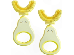 Escova de Dentes em Formato U, Feita Silicone Macio, para Crianças 1 a 7 Anos, Pacote com 2 Unidades. GOKOCO