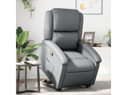 Vidaxl Poltrona Reclinável Elevatória Couro Artificial Cinzento