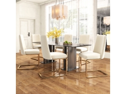 Conjunto De 6 Luxuosas Cadeiras Veludo, Design Diamante, Dourados, Bege, Para Sala E Quarto