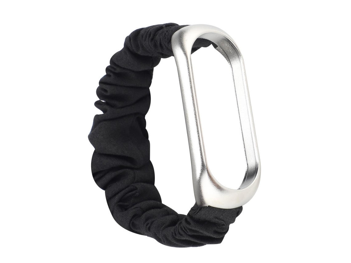 Bracelete de Tecido + Metal Estilo Floral para Xiaomi Mi Band 5 Preto