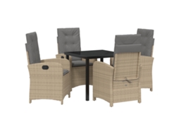 Conjunto 5 De Jantar De Jardim De Vidaxl Com Almofadas Bege Rattan Poliéster