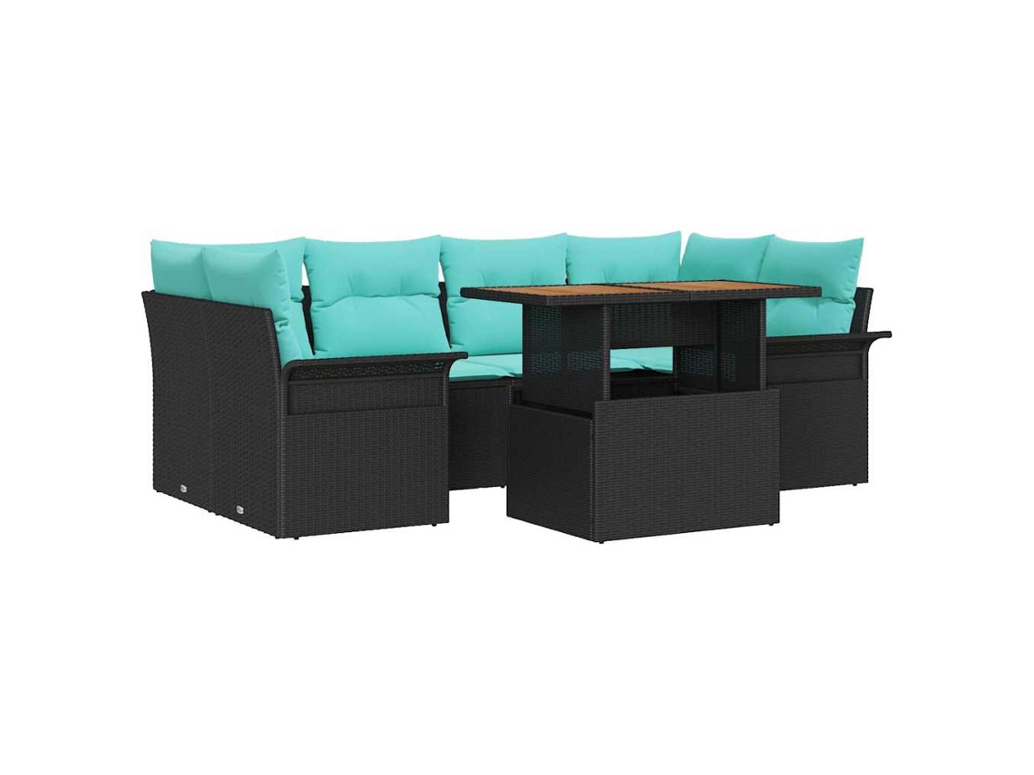 Maison Exclusive - Conjunto De Sofá De Jardim Com Almofada 7 Pcs Preto E Azul