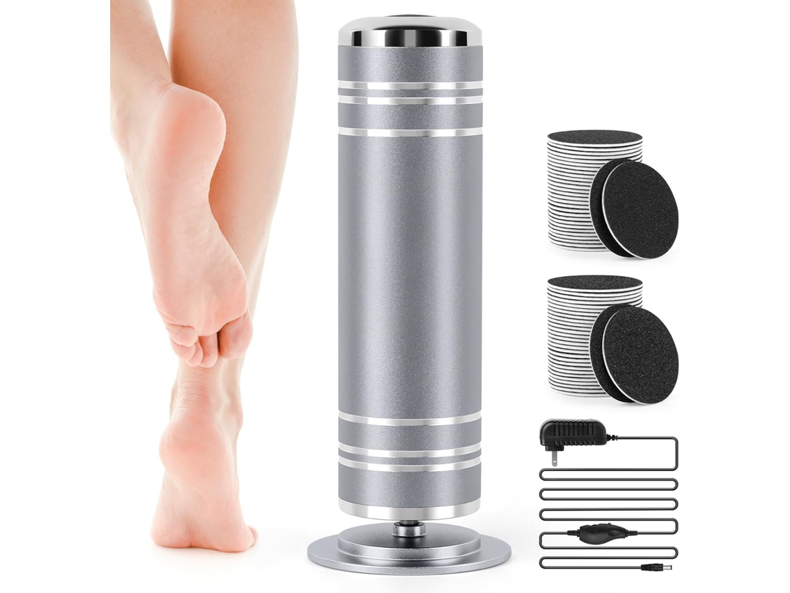 Lixa Elétrica Para Pés Com 60 Discos De Lixa Para Remover Pele Morta E Calosidades, Cinza. Aquaforge