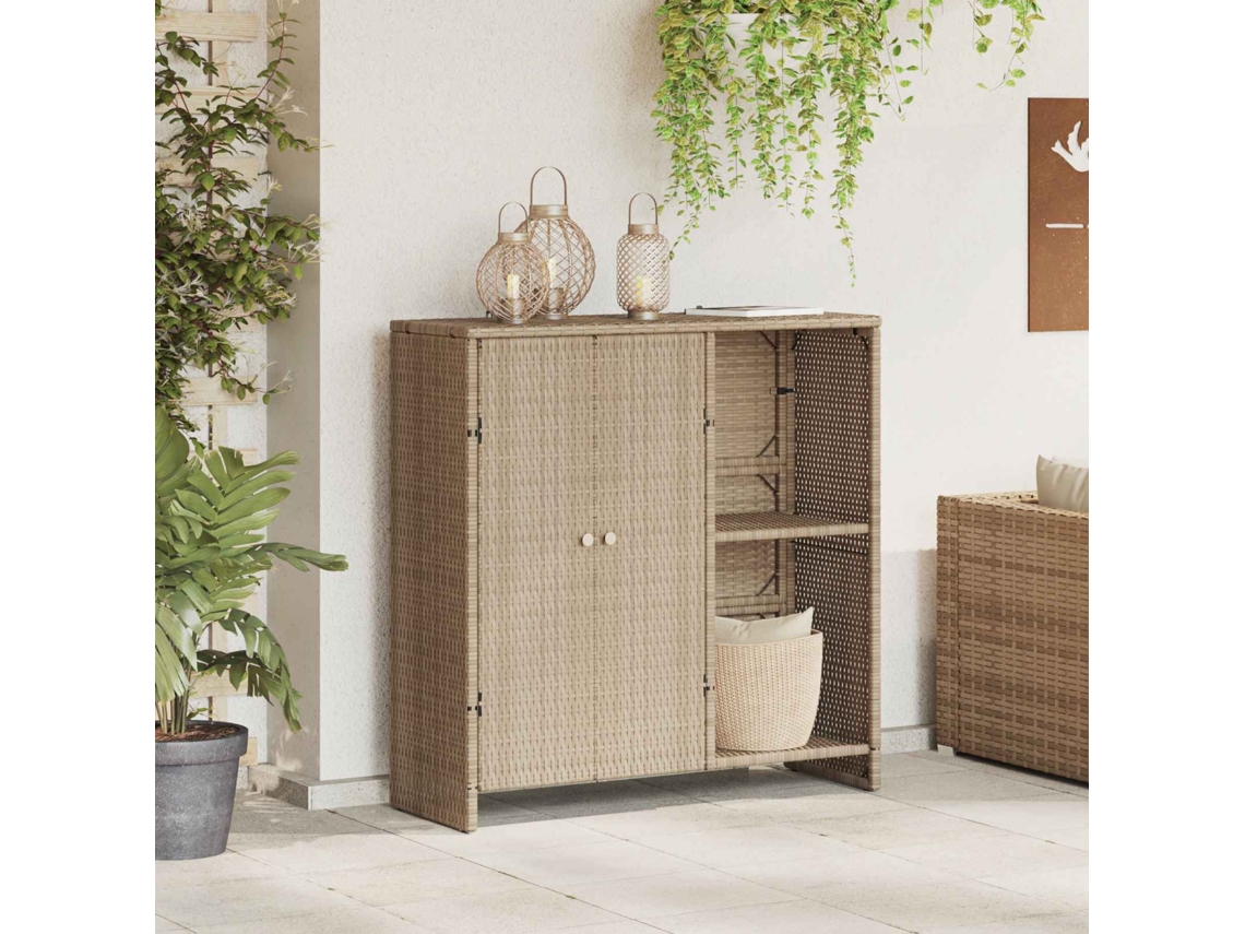 Vidaxl Armário De Arrumação Com Prateleira Bege 100 X 36 X 102 Cm Vime