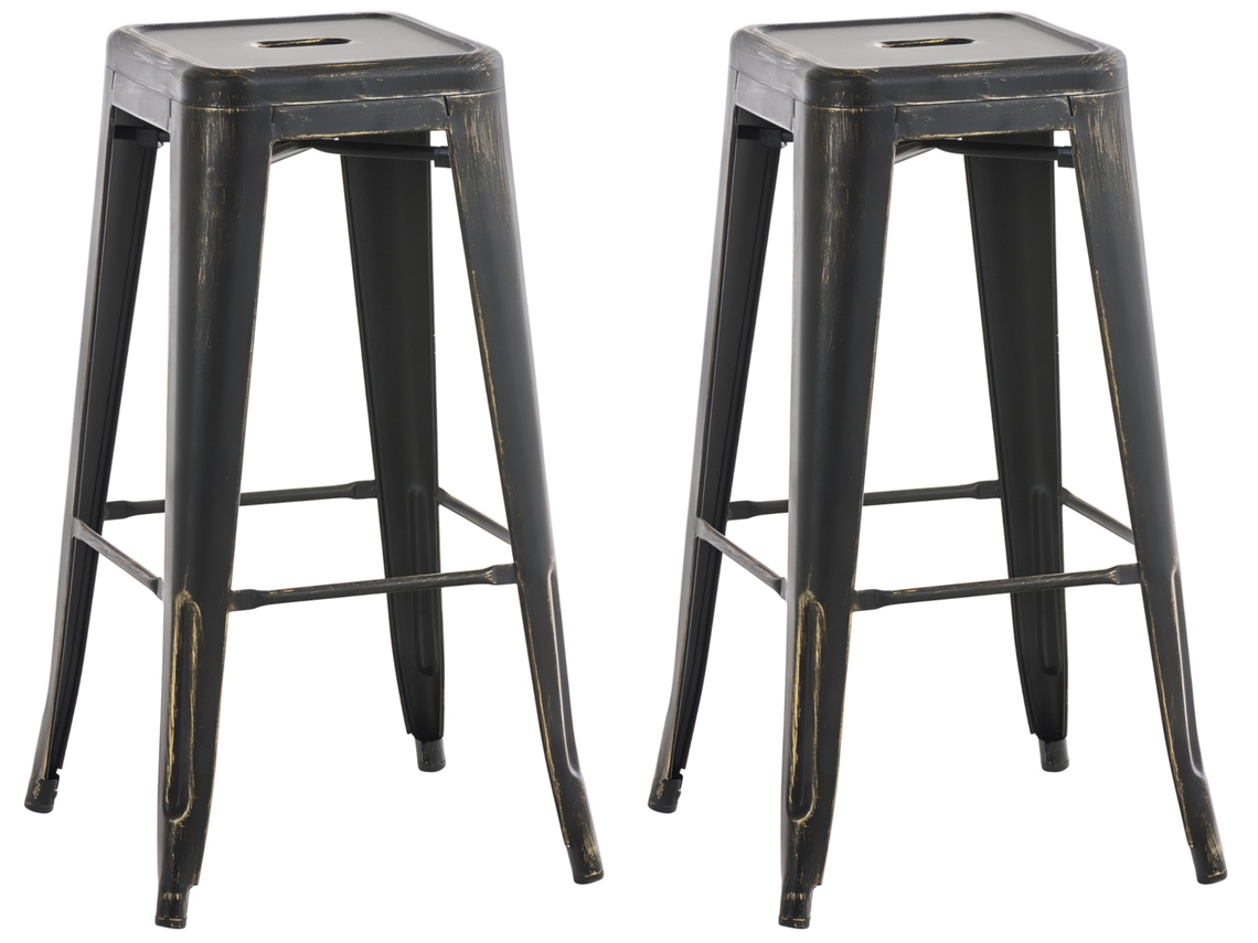 Conjunto de 2 bancos de bar Joshua preto e ouro CLP