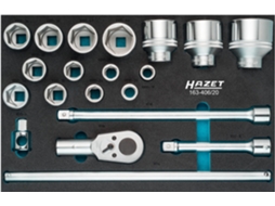 Conjunto de soquete HAZET 163-406/20: quadrado oco 3/4 polegada 20 mm perfil hexagonal externo 19 21 22 24 27 30 32 34 36 38 41 46 50 55 60