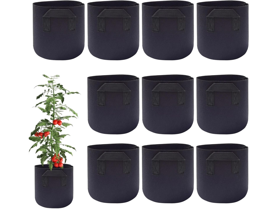 Sacos para Plantio de Jardim 10 Recipientes Portáteis de Tecido Não Tecido Respirável Sacos de Plantio Respiráveis CHABERLU