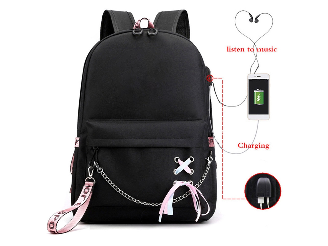 Primerox mochila de Drama Tv Desenho Animado com Porta de Carga Usb para Laptop Escola Viagem Acampamento