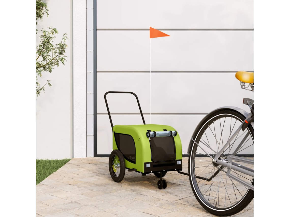 Vidaxl Reboque De Bicicleta P/ Animais Tecido Oxford/ferro Verde/preto