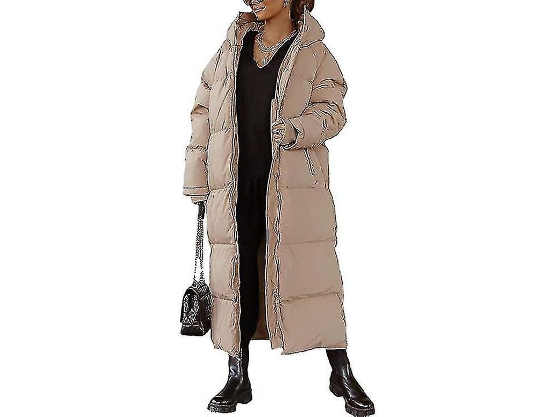 Casaco longo acolchoado Fasst para mulher com capuz, jaqueta de inverno impermeável | S/MARCA