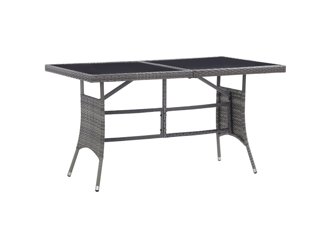 Vidaxl Mesa De Jardim Em Vime Pe 140x80x74 Cm Cinzento