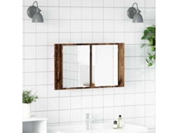 Vidaxl Armário De Espelho Para Banheiro Madeira Antiga 80 X 12 X 45 Cm
