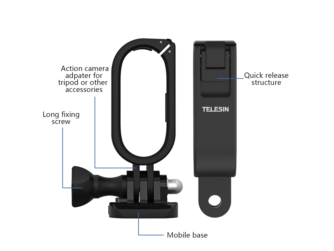 Telesin Is-cfr-001 Camera Frame Mount Plastic Protective Case Camera Mount Adapter With Frame Base Fixing Screw Replacement For Insta360 Go2