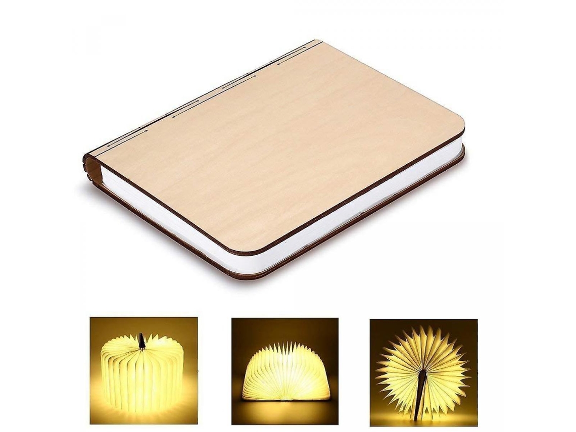 Lâmpada Noturna Led Dobrável de Madeira Estilo Reserva Lâmpada de Mesa Usb Recarregável Decoração/Humor/Luz Noturna Branco Quente