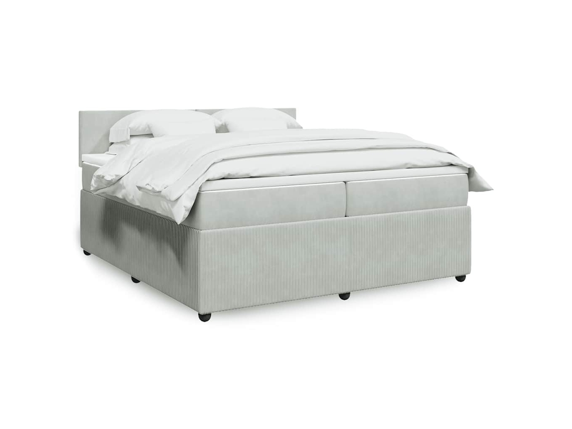 Vidaxl Cama Com Molas/colchão 200x200 Cm Veludo Cinzento-claro