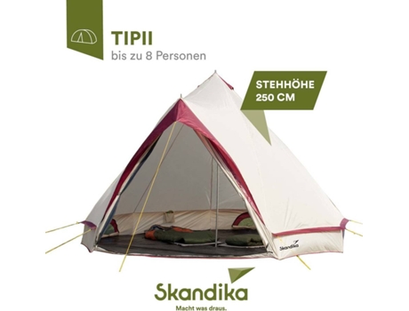 Tenda em Pirâmide SKANDIKA  ao ar livre Tipi Comanche 8 pessoas Altura 2,5 M