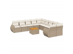 Maison Exclusive - 11 Pcs Conjunto Sofás De Jardim C/ Almofadões Vime Pe Bege