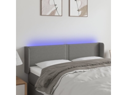 Vidaxl Cabeceira Cama C/ Luzes Led Tecido 147x16x78/88cm Cinza-escuro