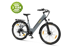 Bicicleta Elétrica Eleglide T1 St Cinzenta Até 100km Bateria Removível Quadro Rebaixado Confortável Shimano 7 Velocidades Porta-bagagens 27.5''
