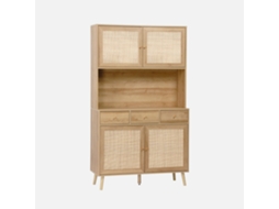Buffet em madeira decorada com 4 portas, 110cm, Natural