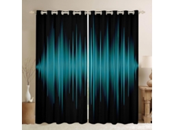 Cortinas Geométricas Abstratas Para Janelas Infantis, Cortinas Com Linhas Em Degradê Azul, Decoração De Quarto Para