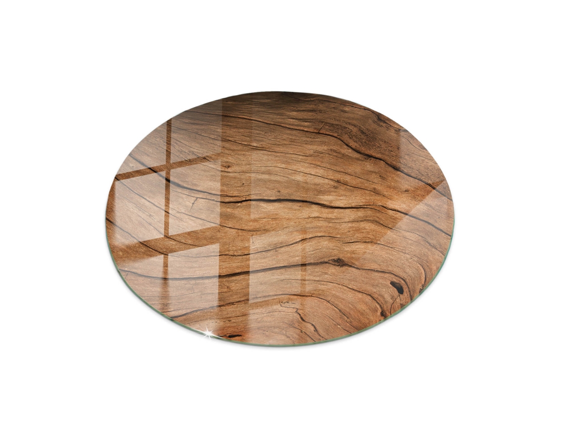 Tampo De Mesa Redondo Espelharte (100 Cm - Padrão De Madeira Natural - Marrom)