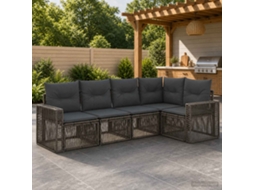 Vidaxl Conjunto De Sofá De Jardim 5 Pcs Cinza E Cinza Escuro Vime Pe