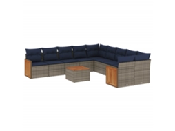 Conjunto de Sofá de Jardim, 11 Peças, Almofadas, Rattan Cinza MAISON EXCLUSIVE