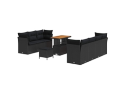 Maison Exclusive - Conjunto De Sofá De Jardim Com Almofada Manual 10 Pcs Preto