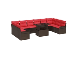 Maison Exclusive - Conjunto De Sofá De Jardim Com Almofada Manual 11 Pcs Castanho