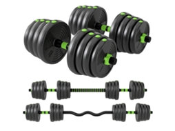 Conjunto de Halteres Ajustável 30kg Barras Pesos Variáveis | S/MARCA