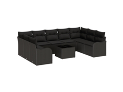 Conjunto 10 Sofá De Jardim Vidaxl Preto Vime Pe (55 X 55 X 37 Cm)