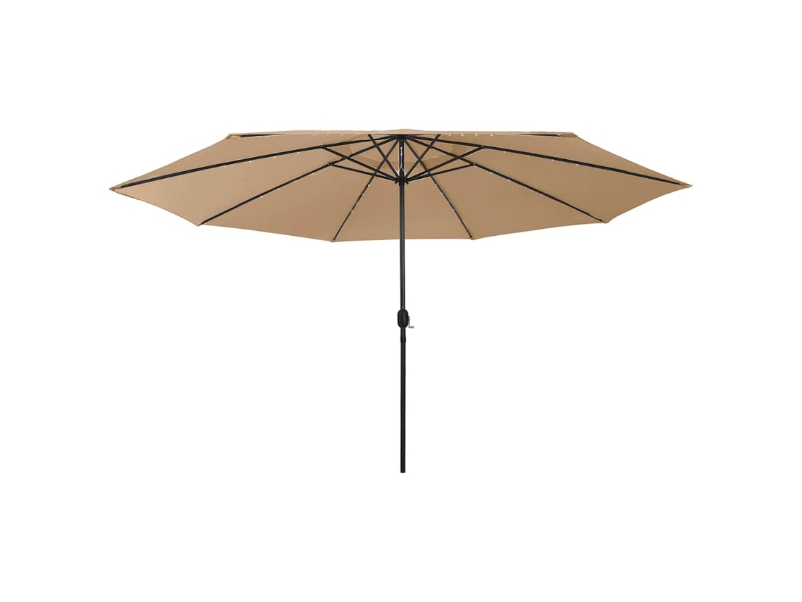 Vidaxl Guarda-sol De Jardim Com Luzes Led 400 Cm Cinza-acastanhado
