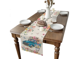 Runner de Mesa Algodão e Linho 33x183cm Cor Amarelo Lavável