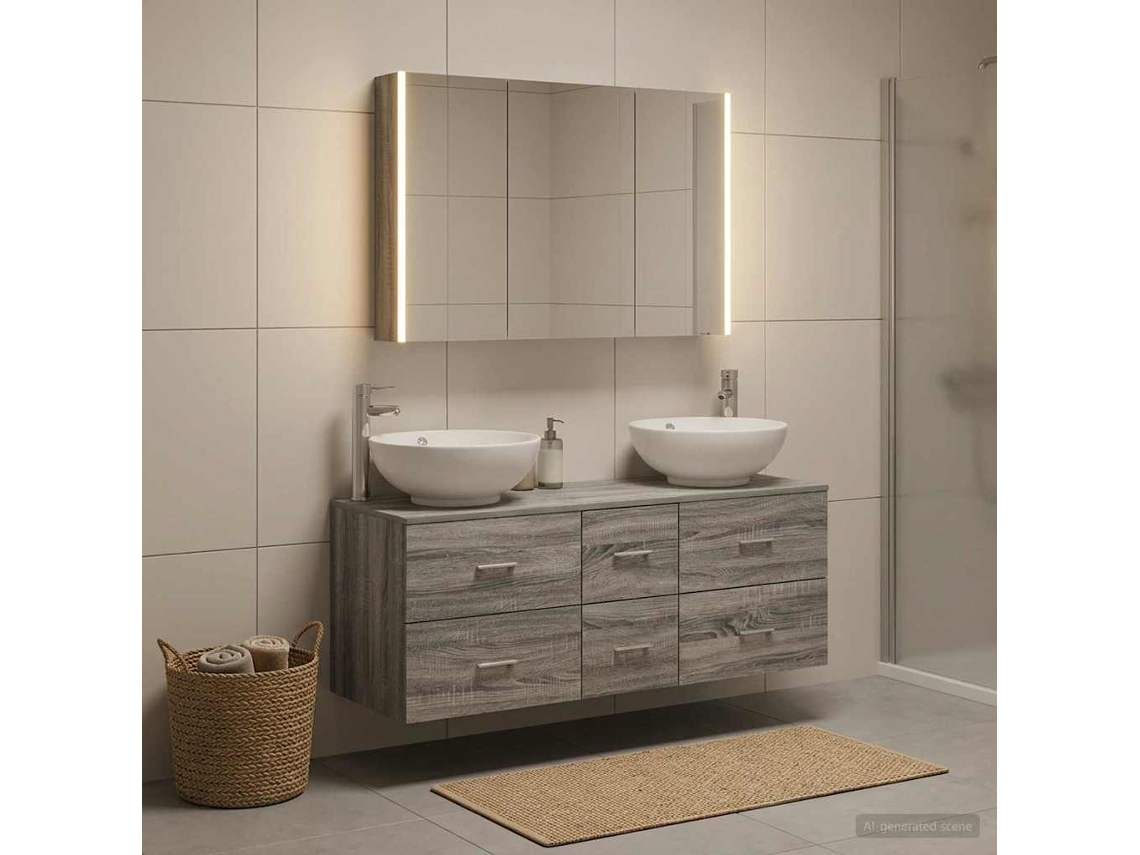 Vidaxl Conjunto De Móveis Para Banheiro 4 Pcs Sonoma Cinzento