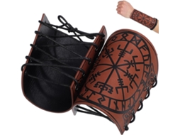 Protetores De Pulso Vikings Em Couro Pu, Braçadeiras Medievais Ajustáveis Com Design Em Relevo, Pacote Com 2 Unidades.