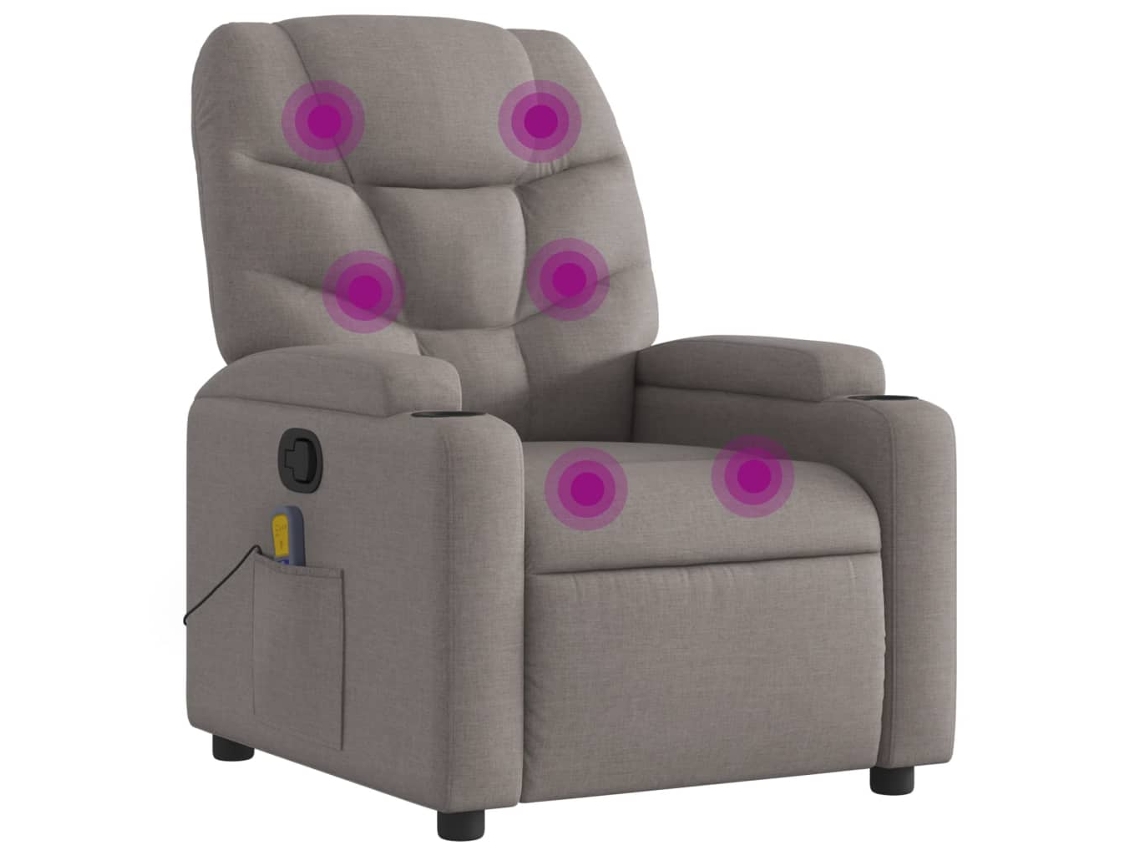 Massage Recliner Chair, Massage Recliner Chairs Vidaxl Cinzento-acastanhado Tecido