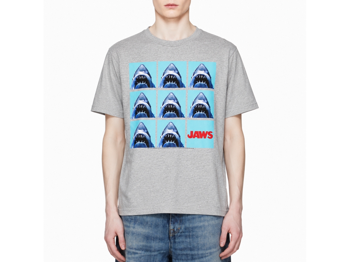 Rockinstone Jaws Movie Undefeatable Heather Gray Adult T-shirt Size:l