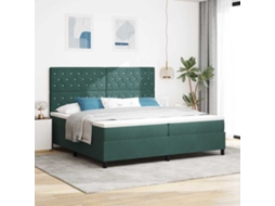 Vidaxl Cama Box Spring Led Verde Escuro 200 X 200 Cm Veludo