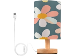 Abajur De Cabeceira Daisy Para Quarto, Luminária De Cabeceira Led, Luminária De Leitura Com Portas Usb E Cúpula Tecido