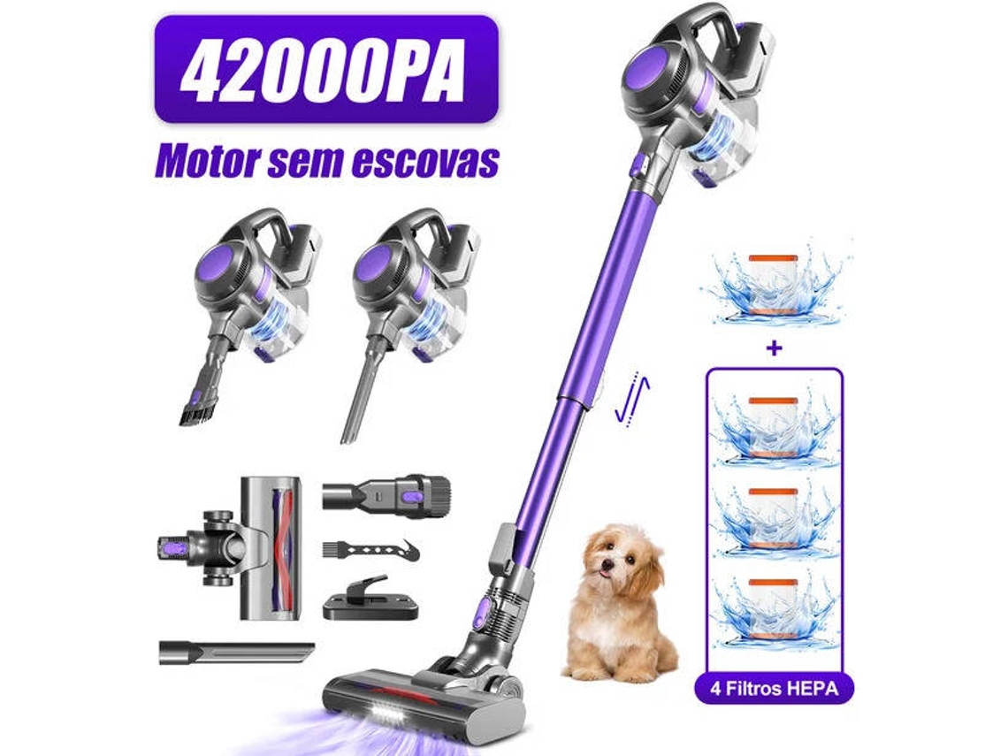 Aspirador Vertical 42000Pa 500W (30V, Autonomia de 50 Minutos, 1,6L) com Motor Brushless Integrado.