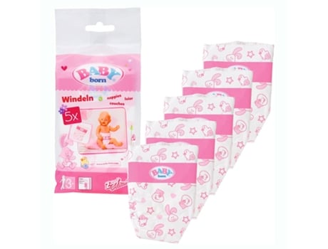 Fraldas Baby Born, pacote com 5 unidades