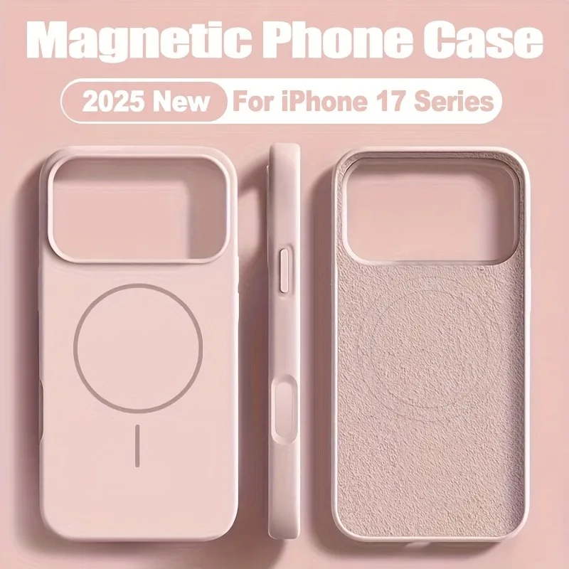 Capa Protetora Macia Com Carregamento Sem Fio Magnético Para Iphone (rosa, Modelo 17)
