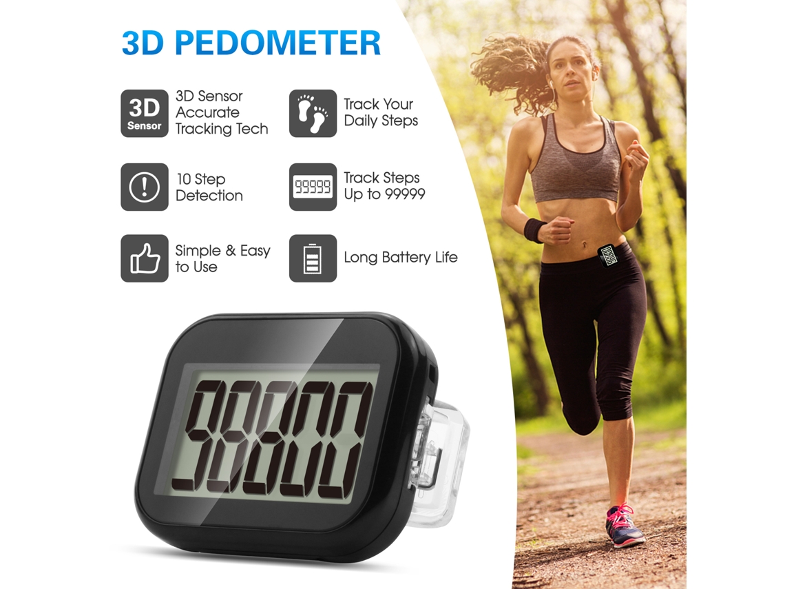 Pedometer 3D com Clip e Cordão Junli