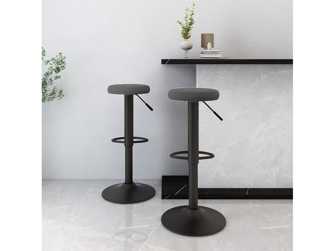 Vidaxl Bancos De Bar 2 Pcs Veludo Cinzento-escuro