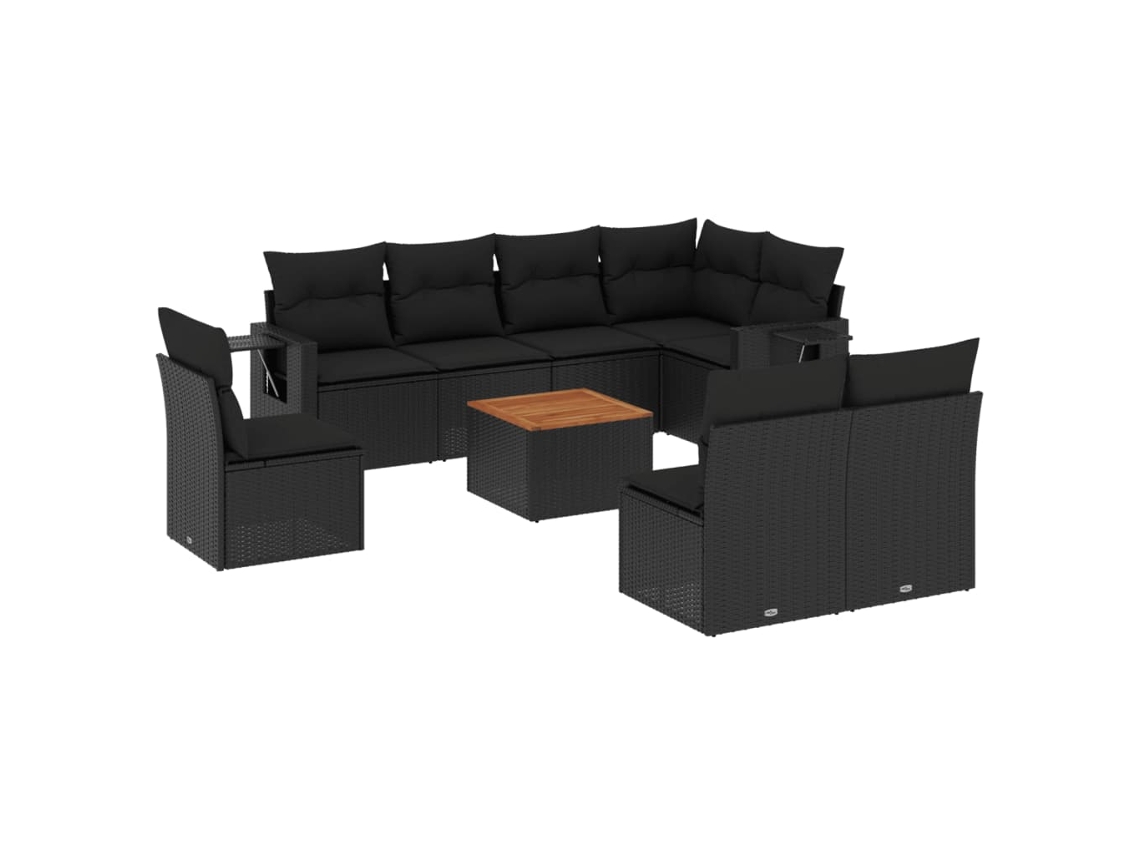 Garden Sofa Set, Garden Sofa Sets Vidaxl Preto Rattan / Vime (n/a)