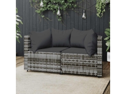 Vidaxl Sofás De Canto P/ Jardim C/ Almofadões 2 Pcs Vime Pe Cinzento