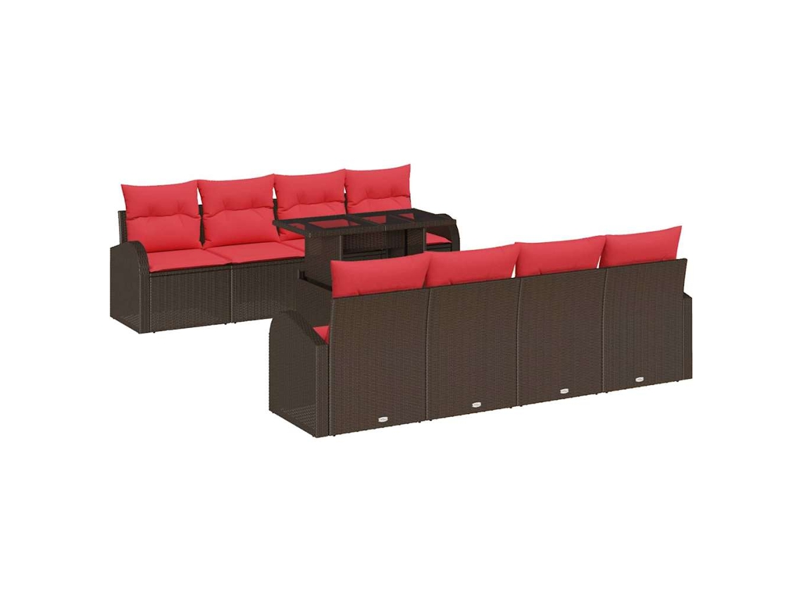 Maison Exclusive - Conjunto De Sofá De Jardim 9 Pcs Castanho Vime Pe